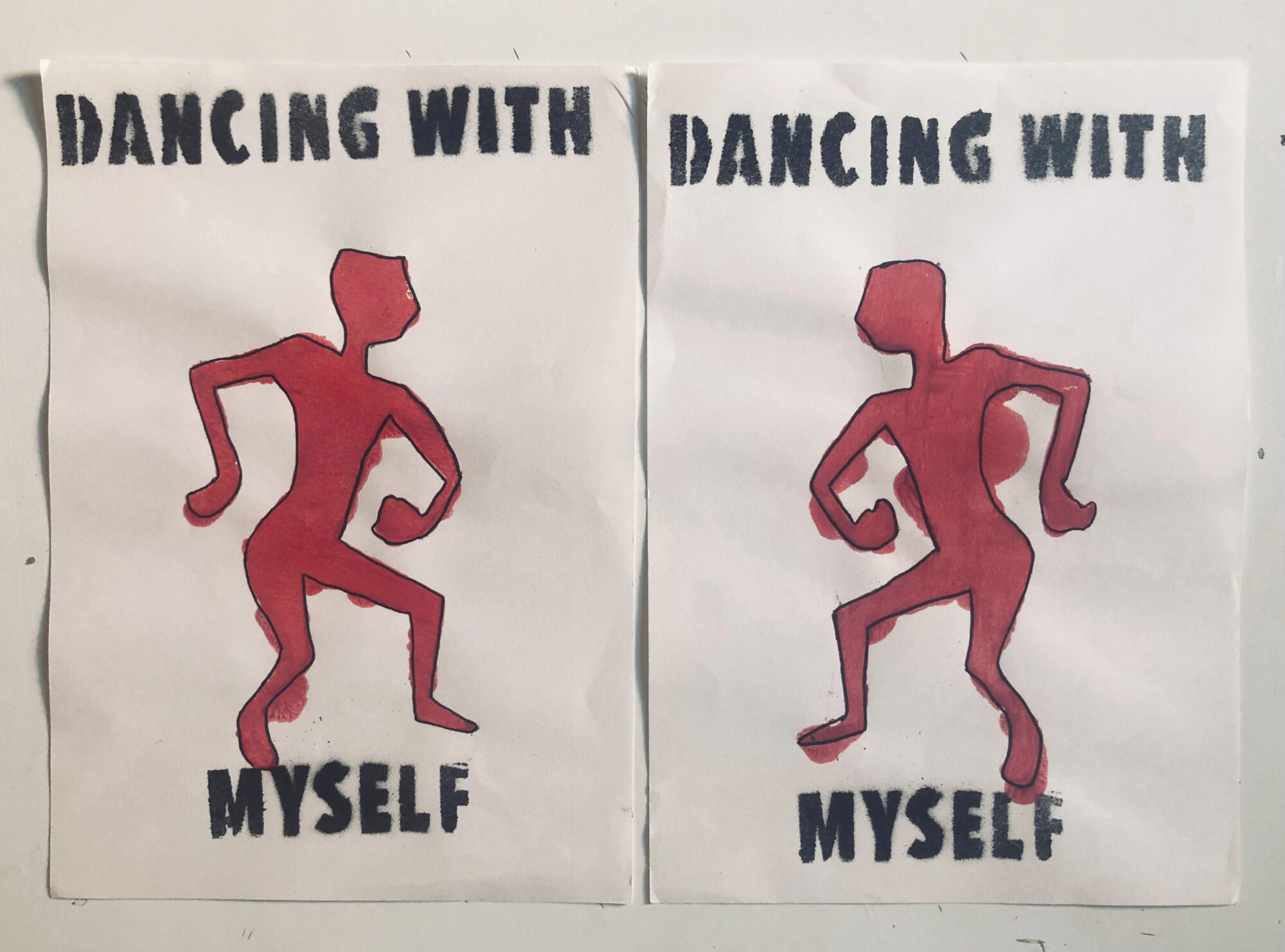 Photo d'un travail graphique du plasticien Philippe Pitet "Dancing With Myself" - 2024